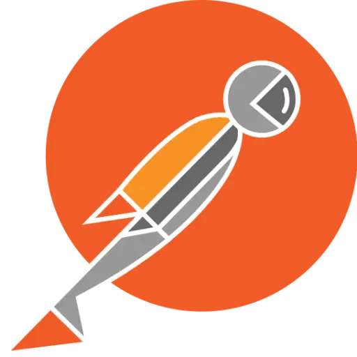 Rocket Man Icon in Orange Circle