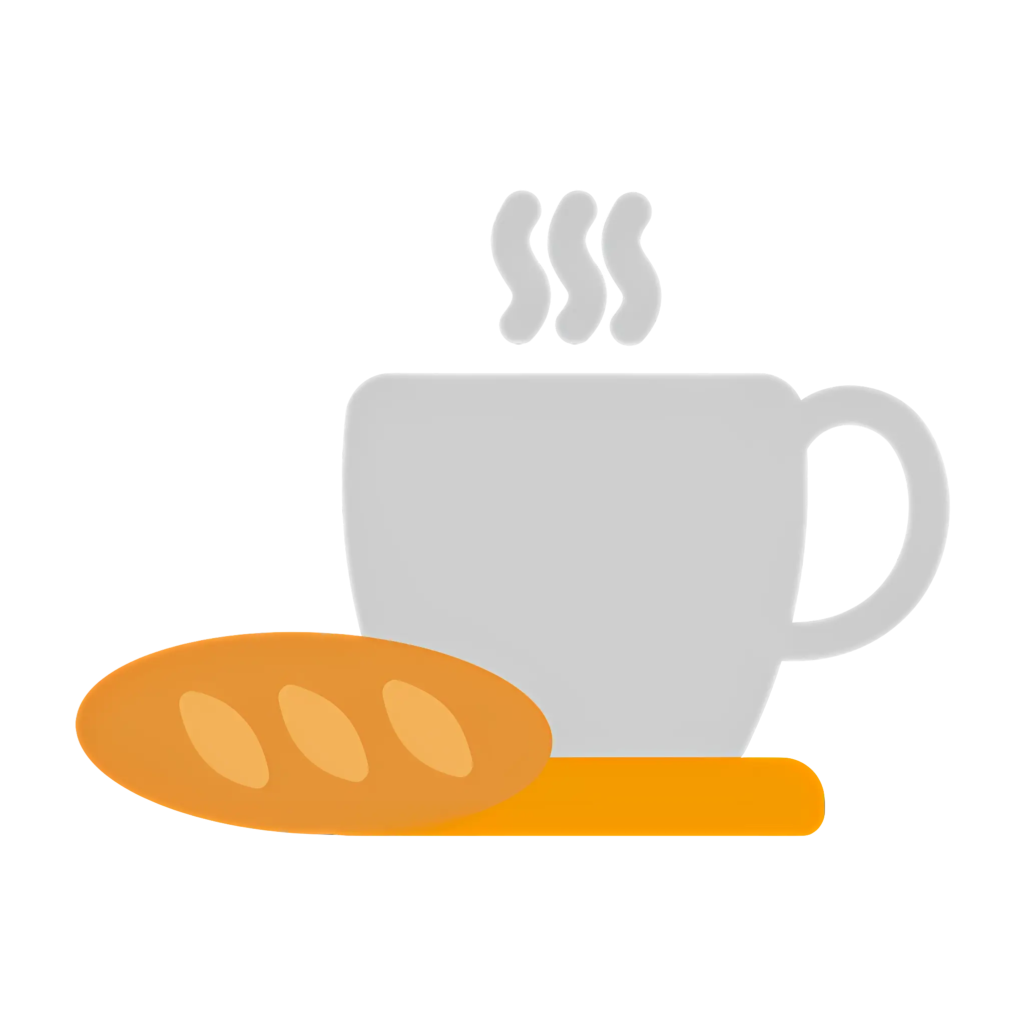 Steaming Coffee and Bread for Breakfast
