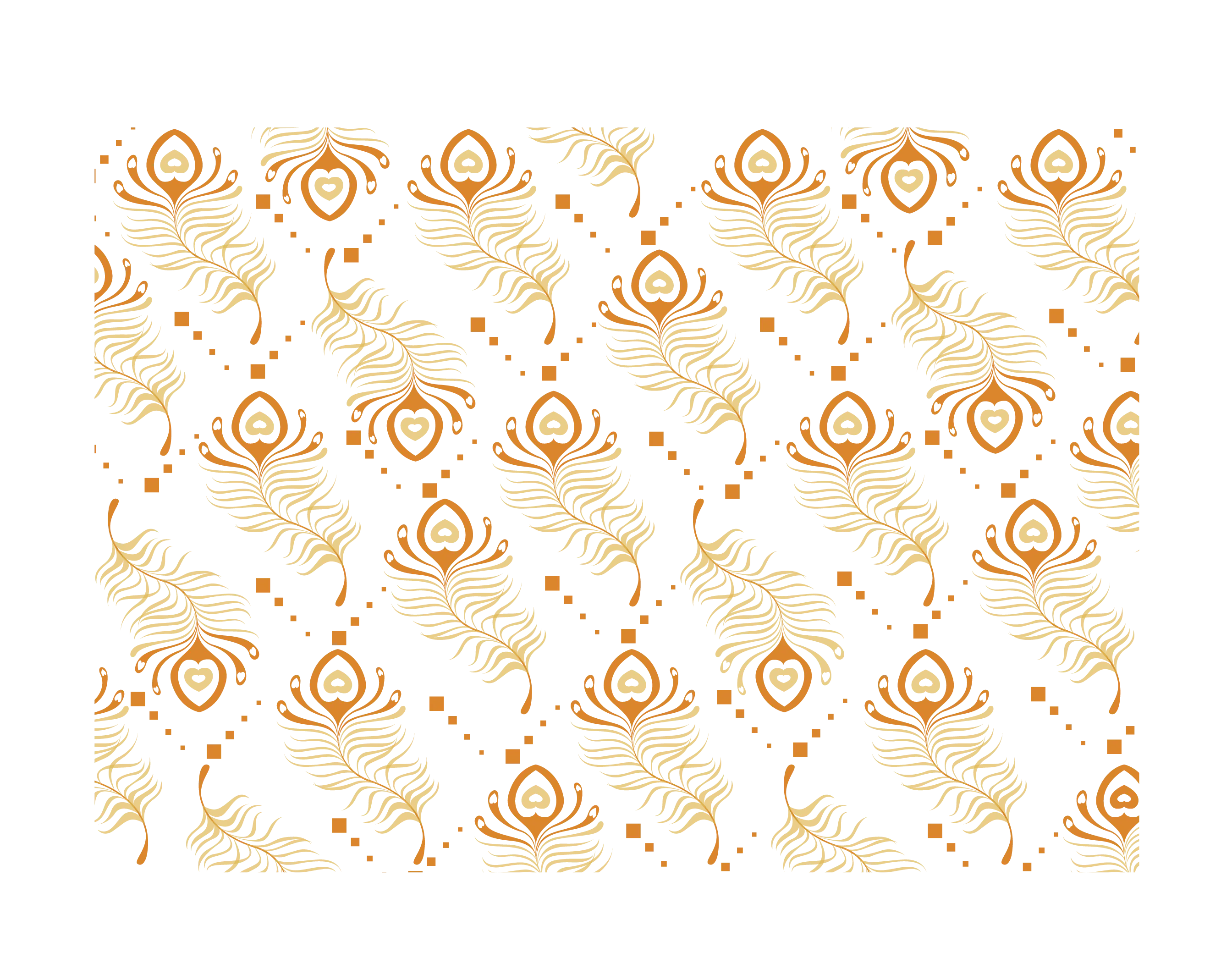 Gold Peacock Feathers Decorative Pattern
