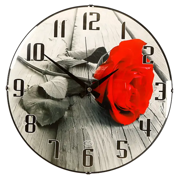 Clock with Red Rose Design