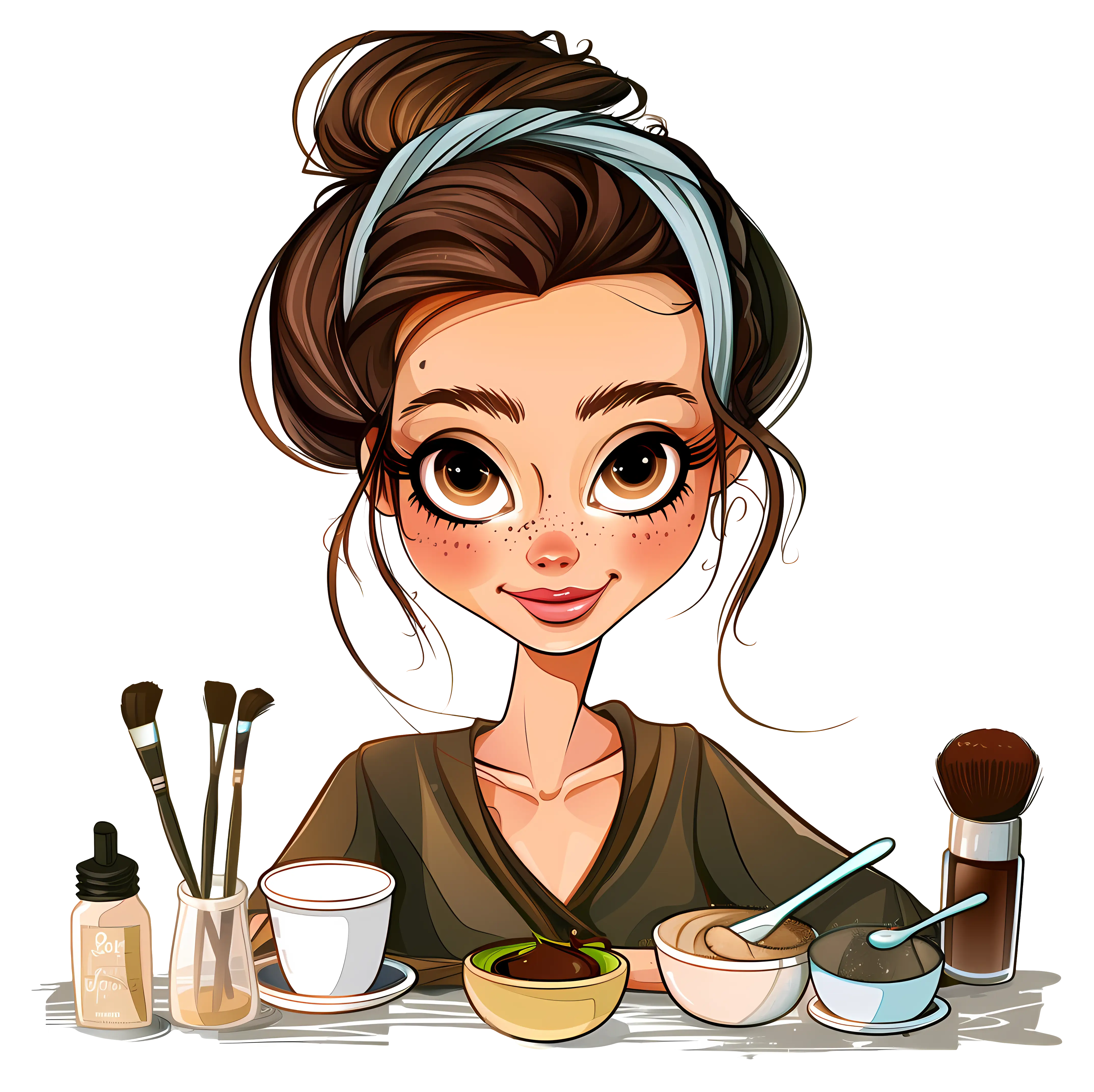Girl with Makeup and Brushes