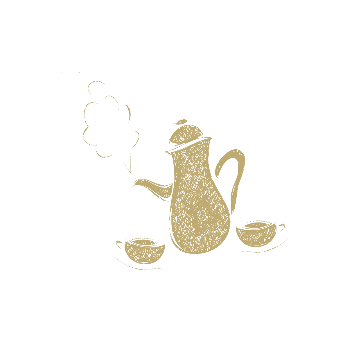 Steaming Teapot with Cups Illustration