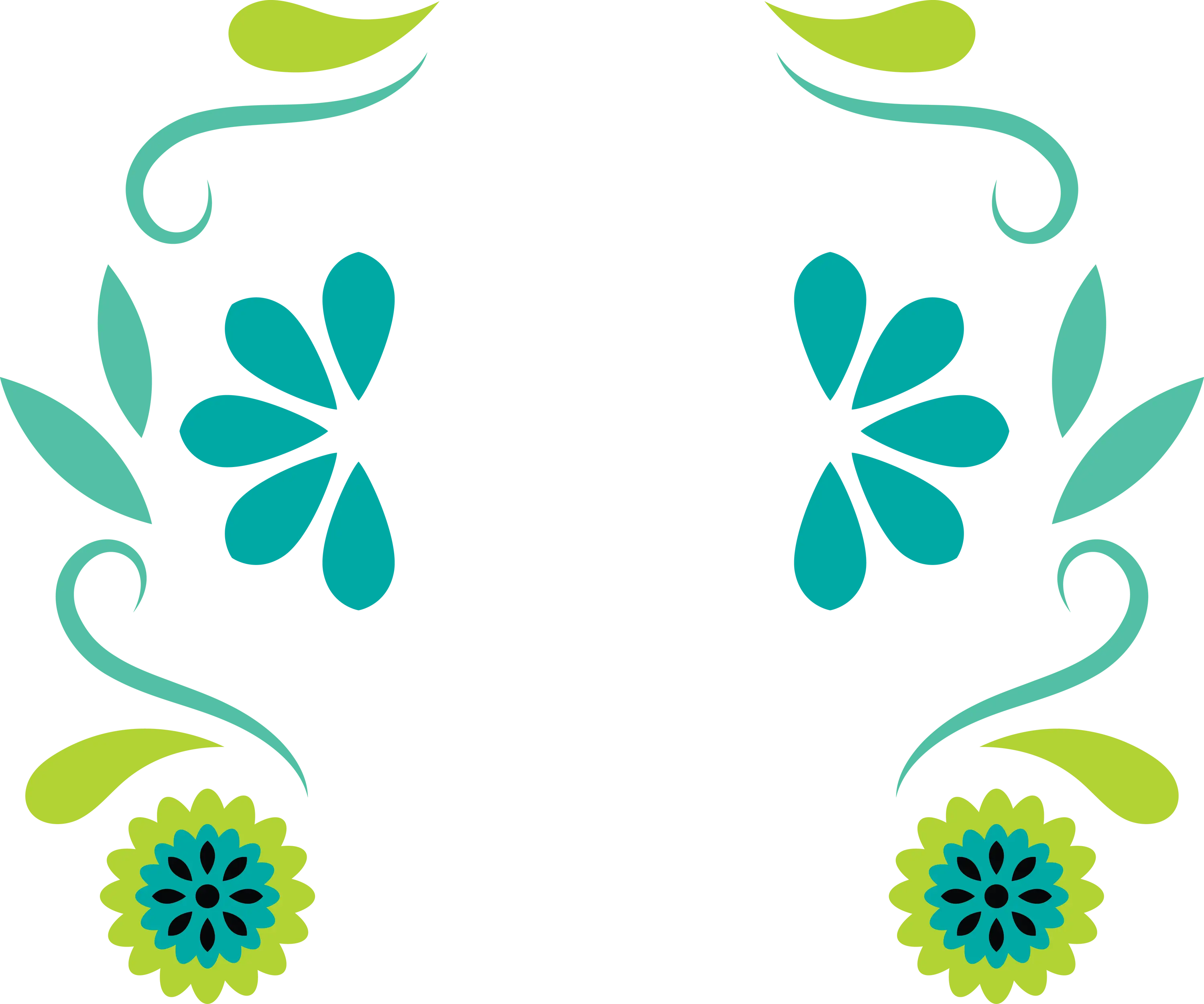 Floral Frame with Blue Flowers and Leaves