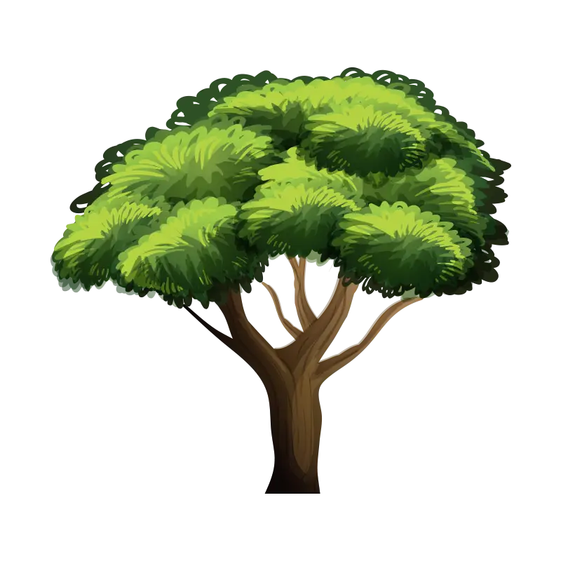 Tree Illustration with Green Leaves
