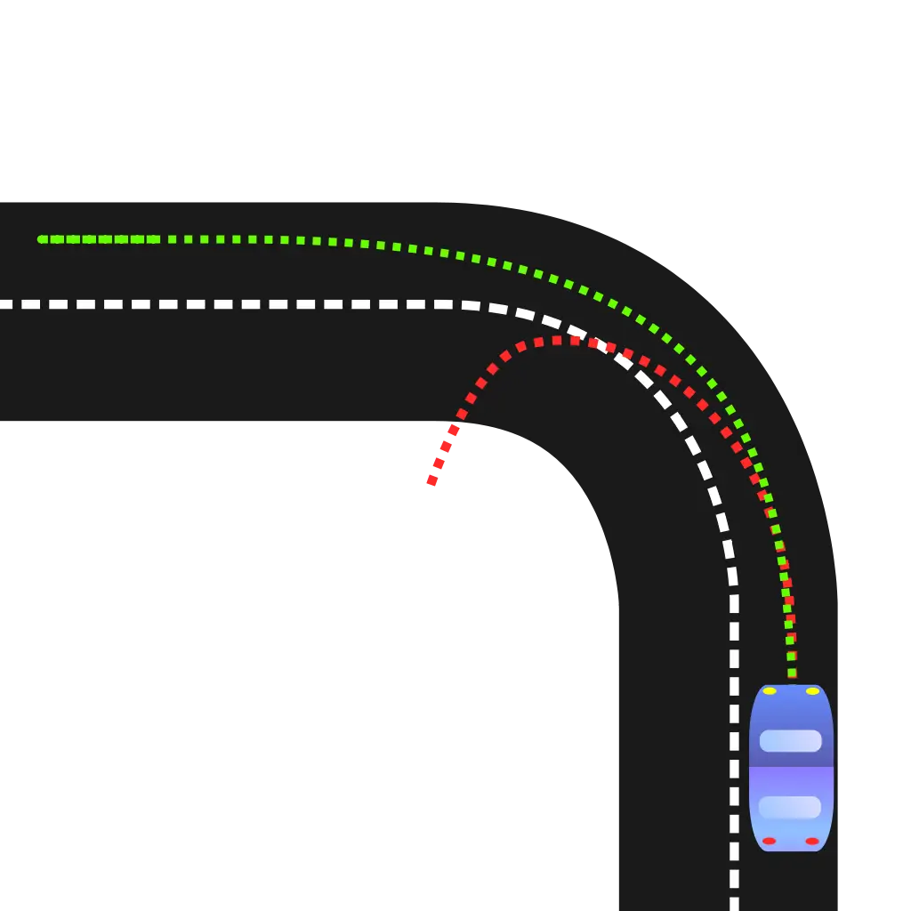 Blue Car on Curved Road
