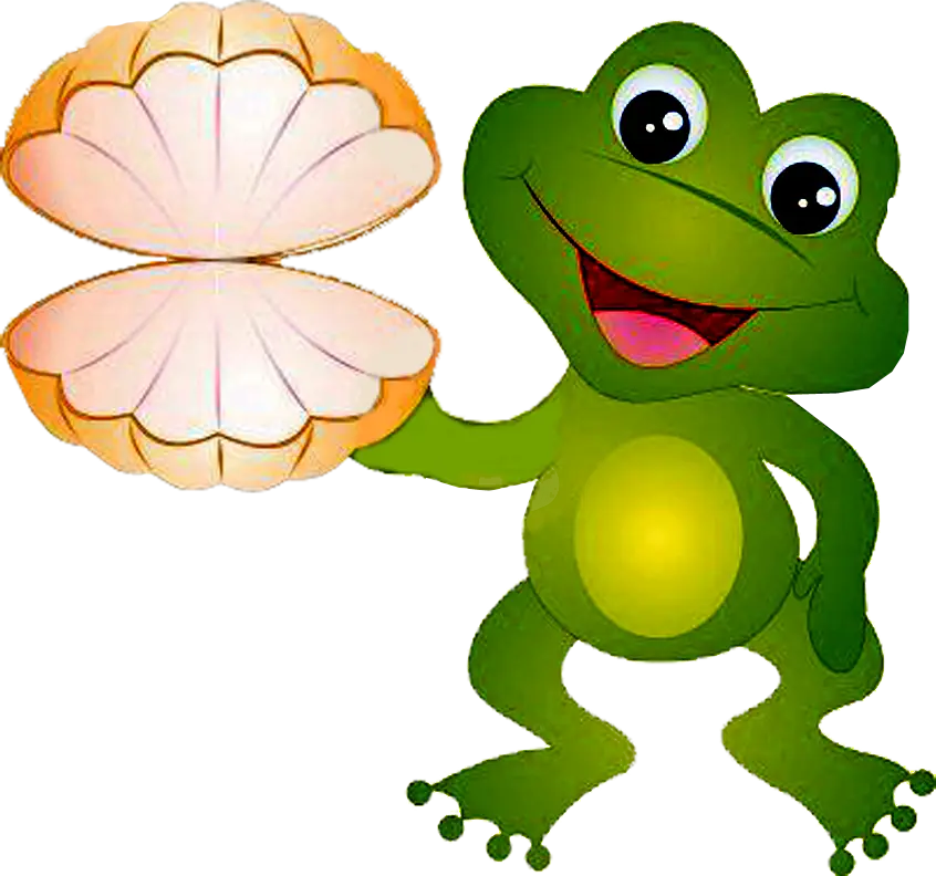 Happy Cartoon Frog Holding a Flower