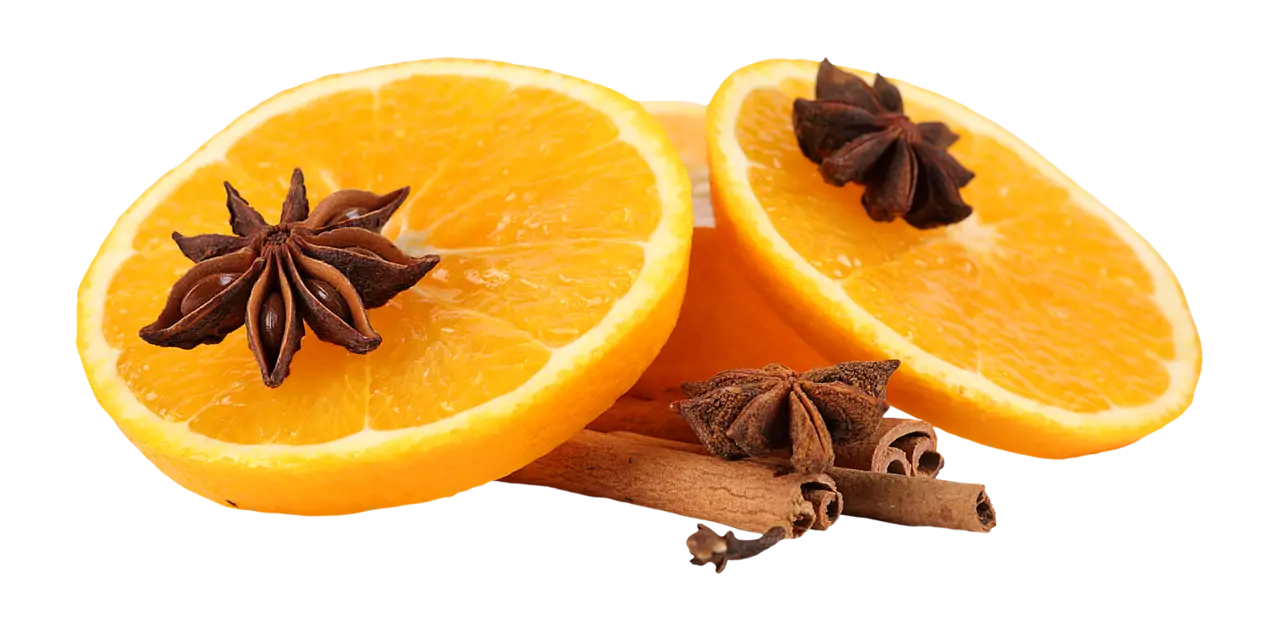 Orange Slices with Cinnamon and Star Anise