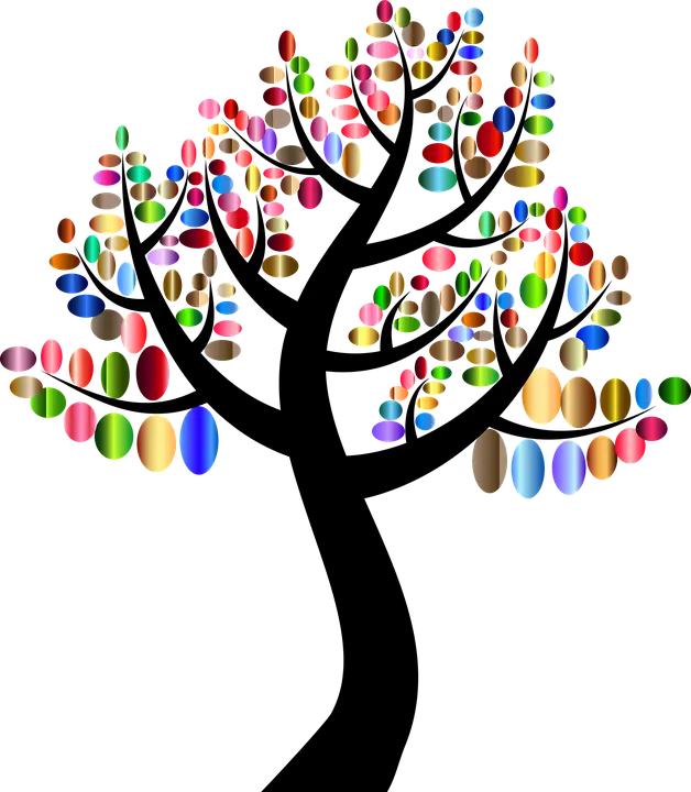 Colorful Abstract Tree with Vibrant Dots