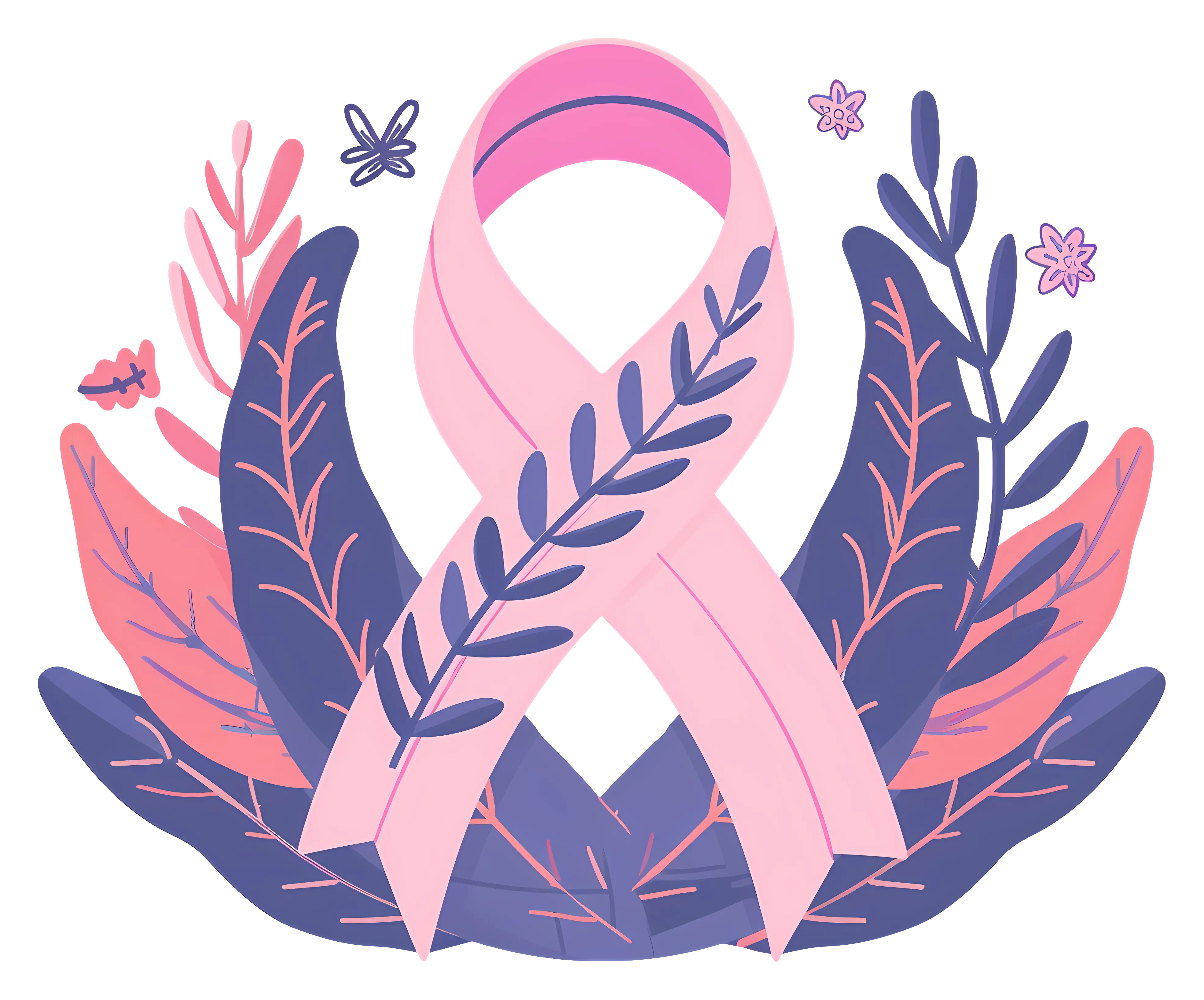 Pink Ribbon with Floral Elements