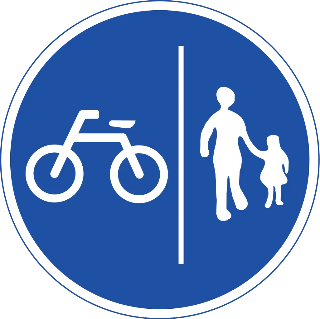 Pedestrian and bicycle shared path sign