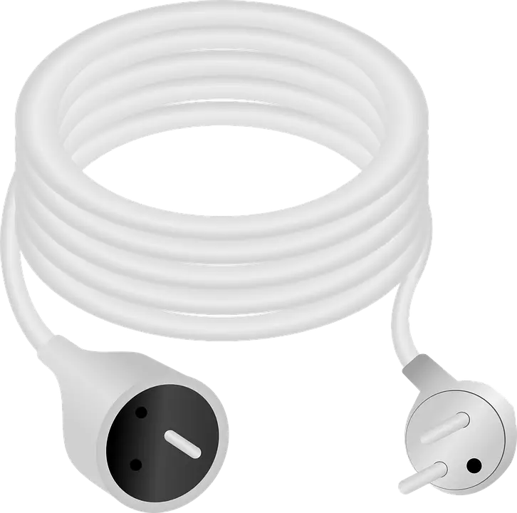 Coiled White Power Cord with Plug