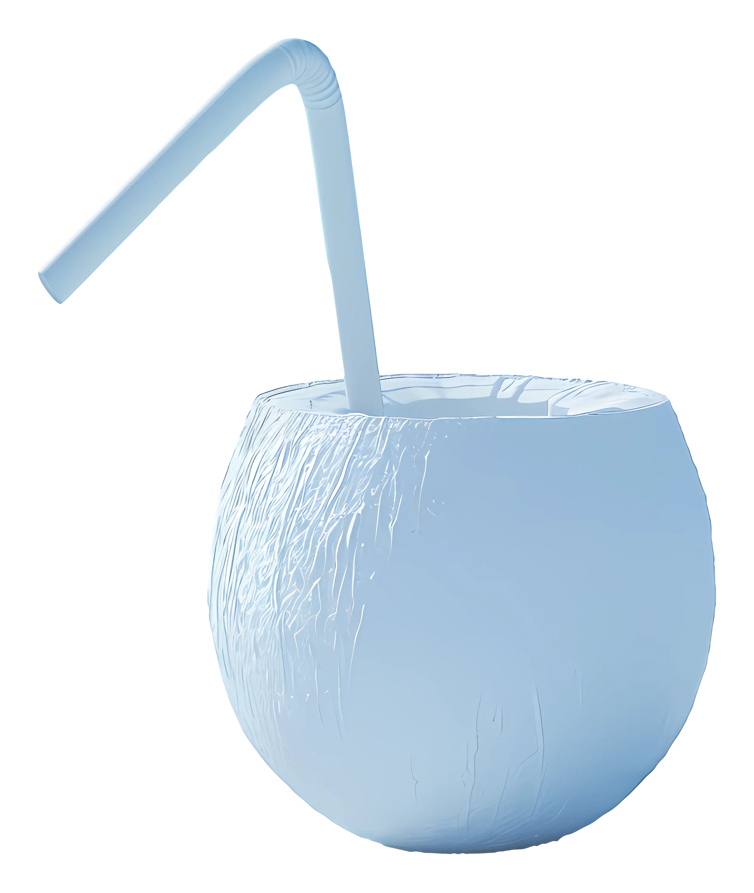 Blue Coconut Drinking Shell with Straw