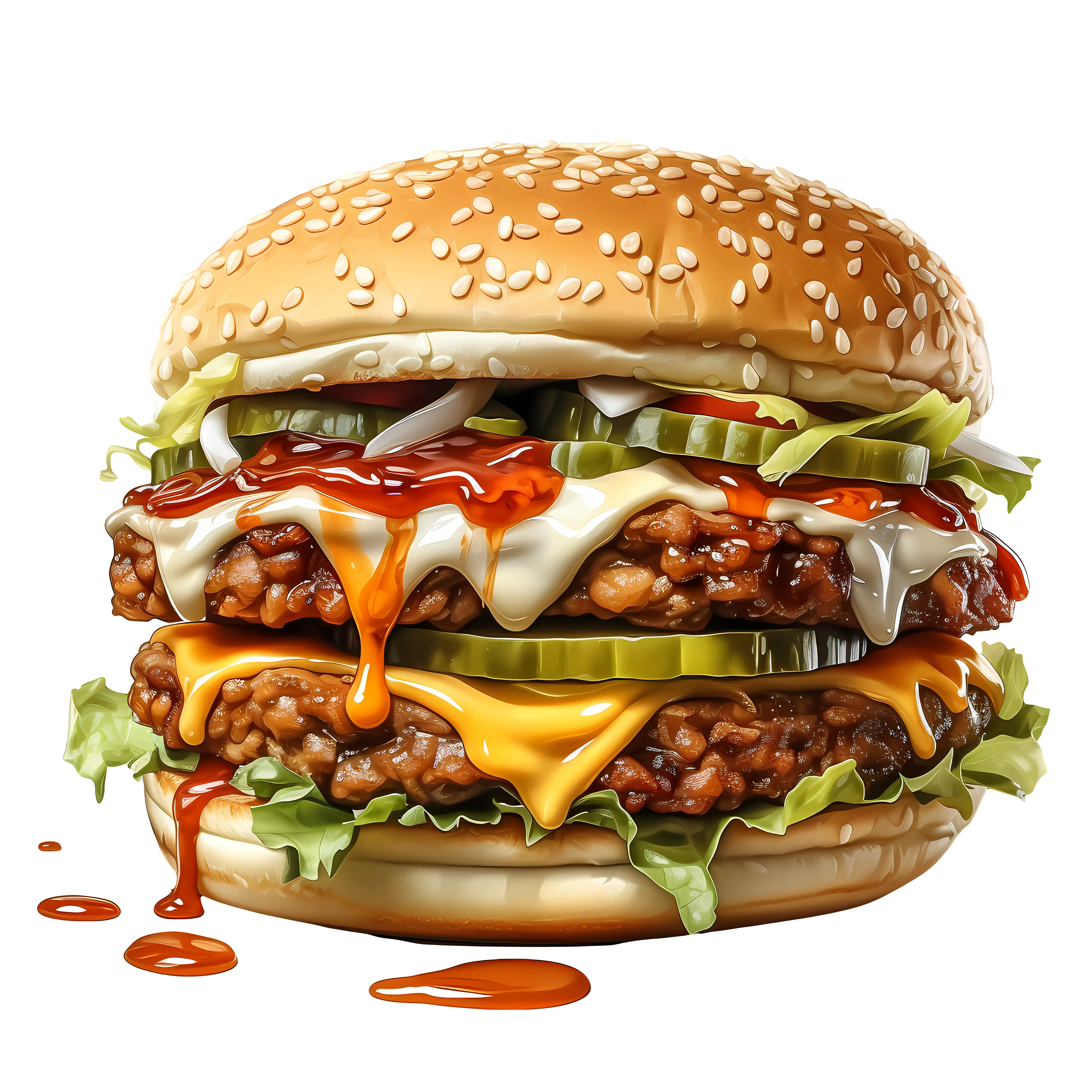 Double-layer Cheeseburger with Dripping Sauce