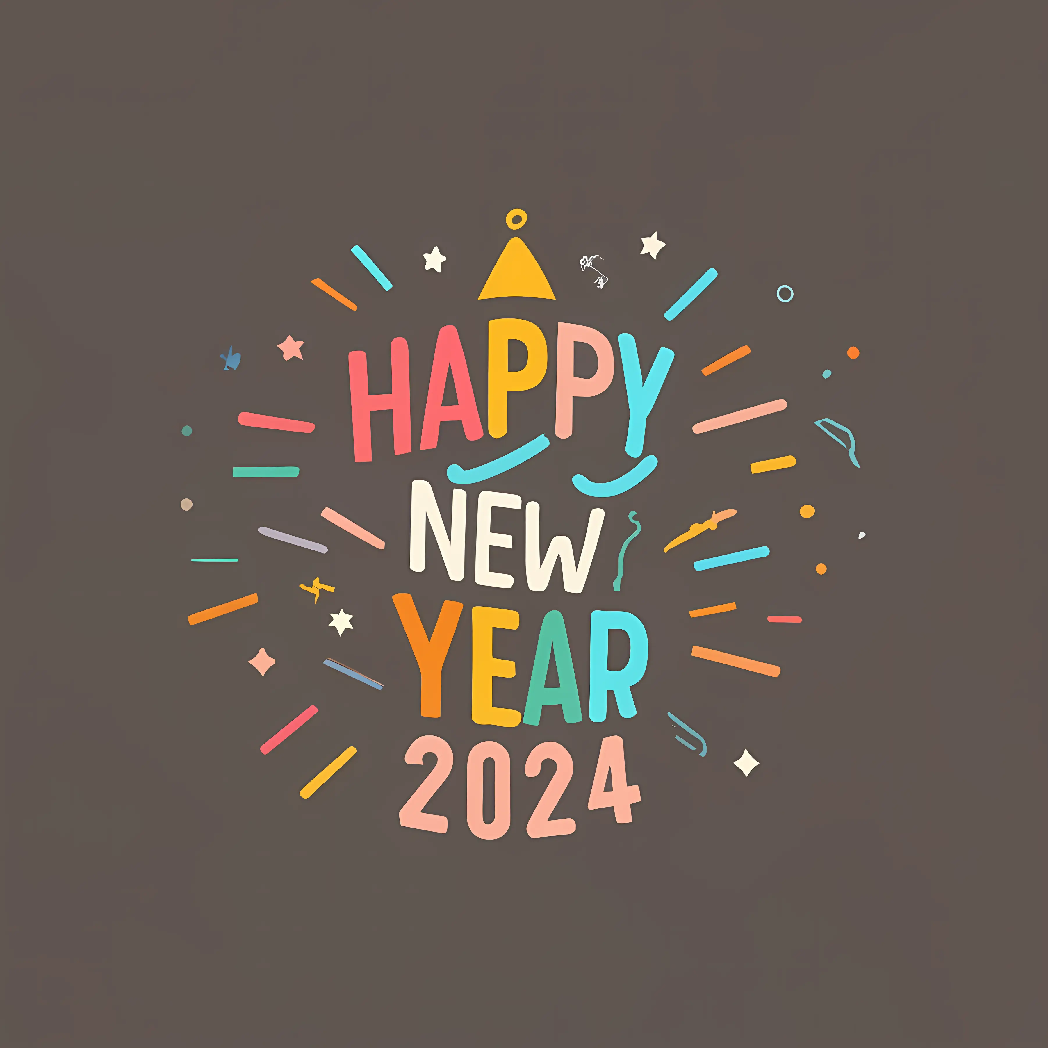 Colorful Happy New Year 2024 Greeting