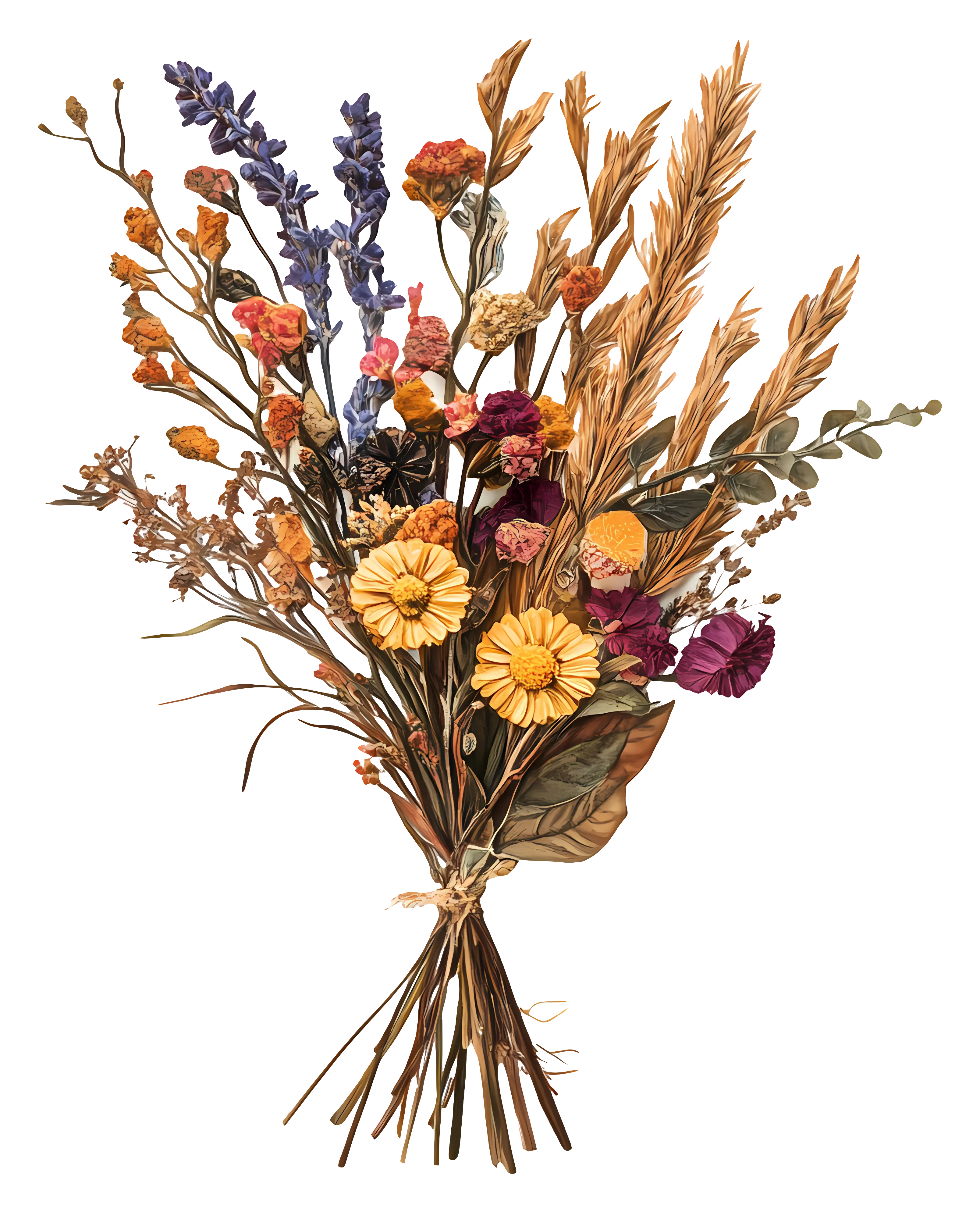 Rustic Dried Flower Bouquet with Bright Colors