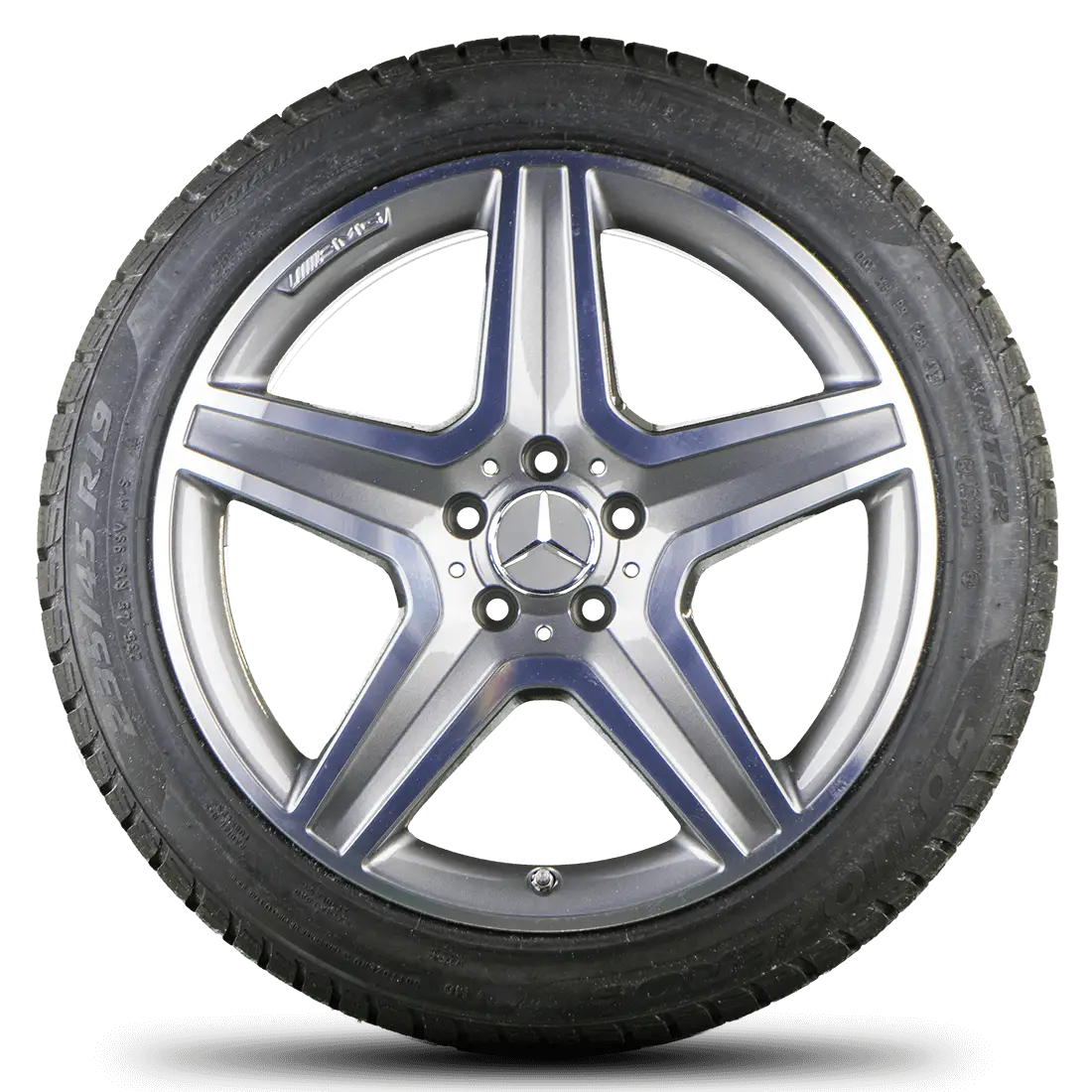 Car Wheel with Tire and Sleek Design