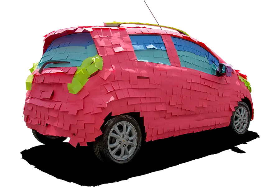 Car Covered in Pink Sticky Notes