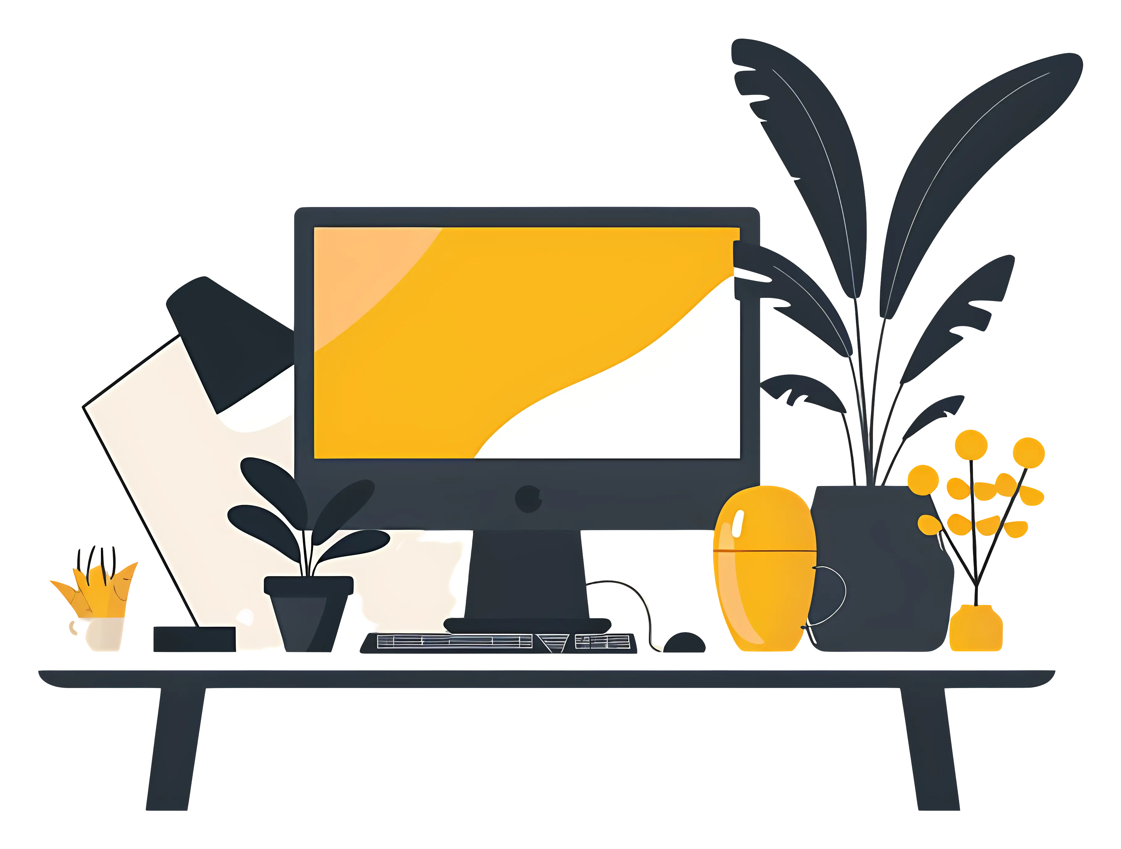Minimalistic Computer Desk Setup with Accessories