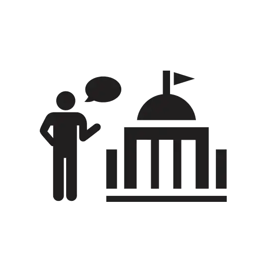 Government Building Icon with Person