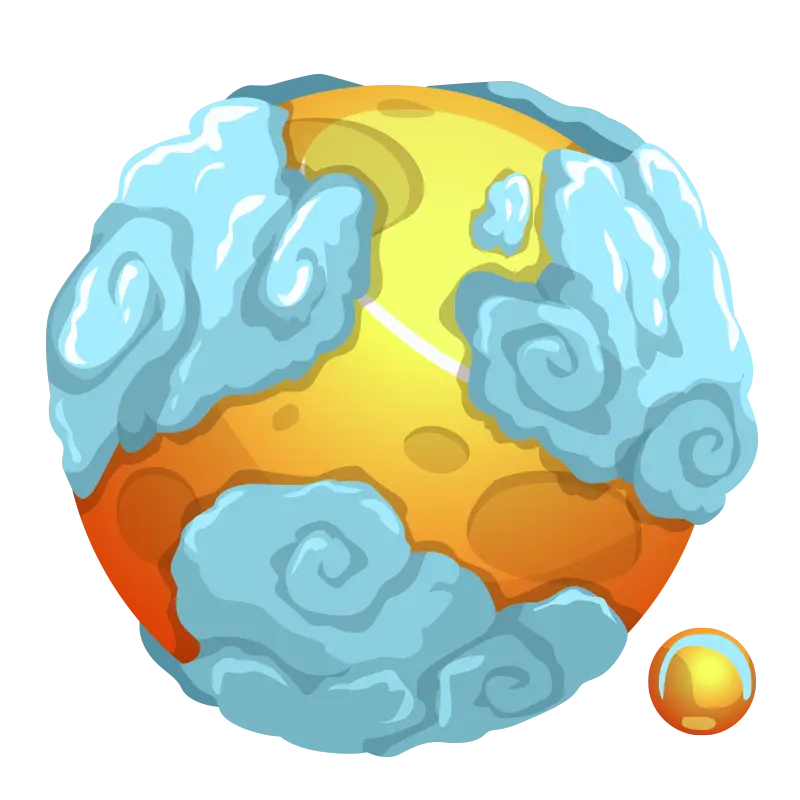 Cartoon Planet with Clouds