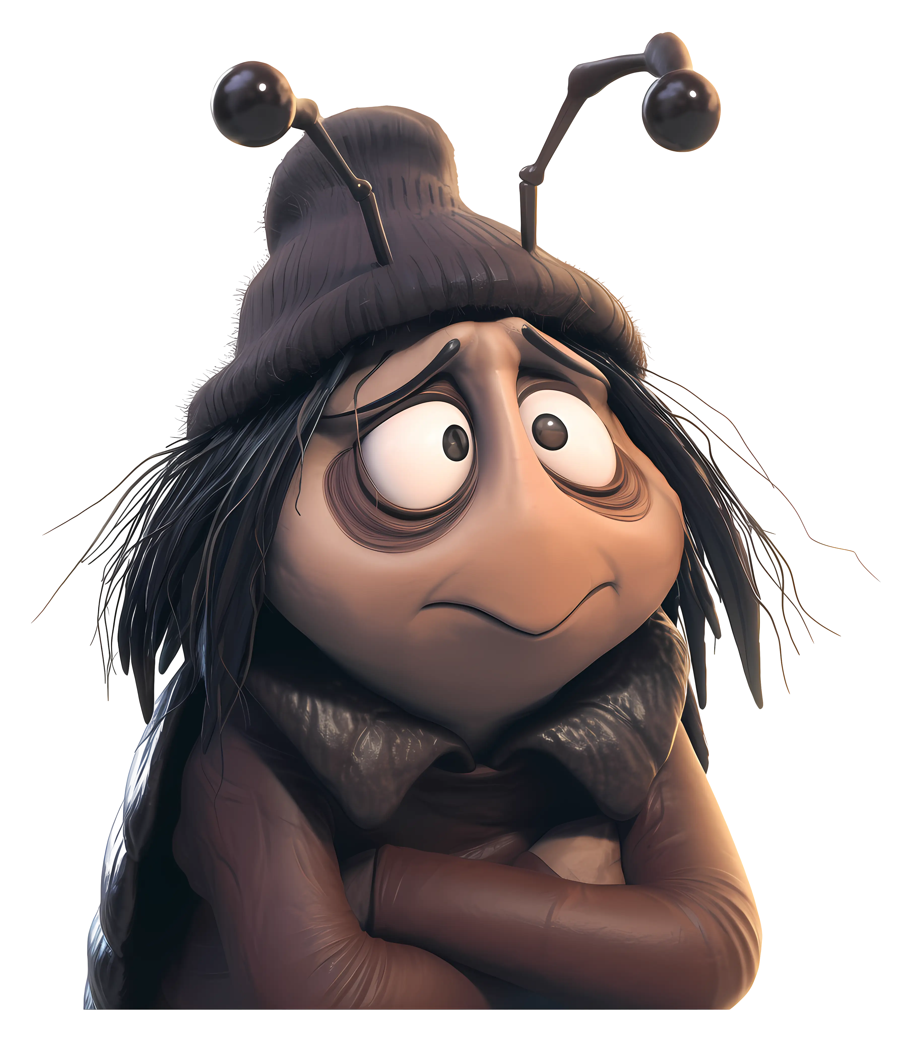 Sad Bug Cartoon With Comical Hat