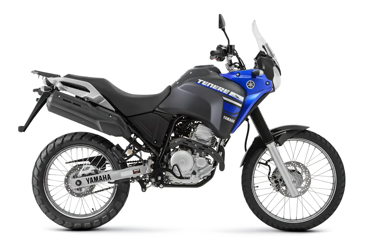 Black and Blue Yamaha Adventure Motorcycle