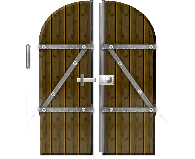 Rustic Wooden Double Door with Lock