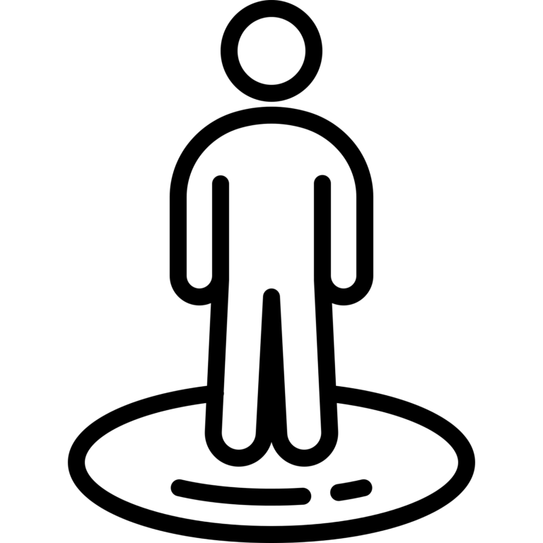 Standing Person in Circle Outline Symbol
