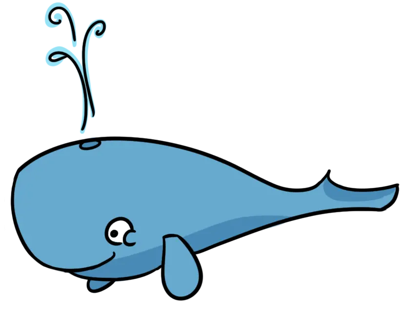 Cute Blue Whale Cartoon Illustration