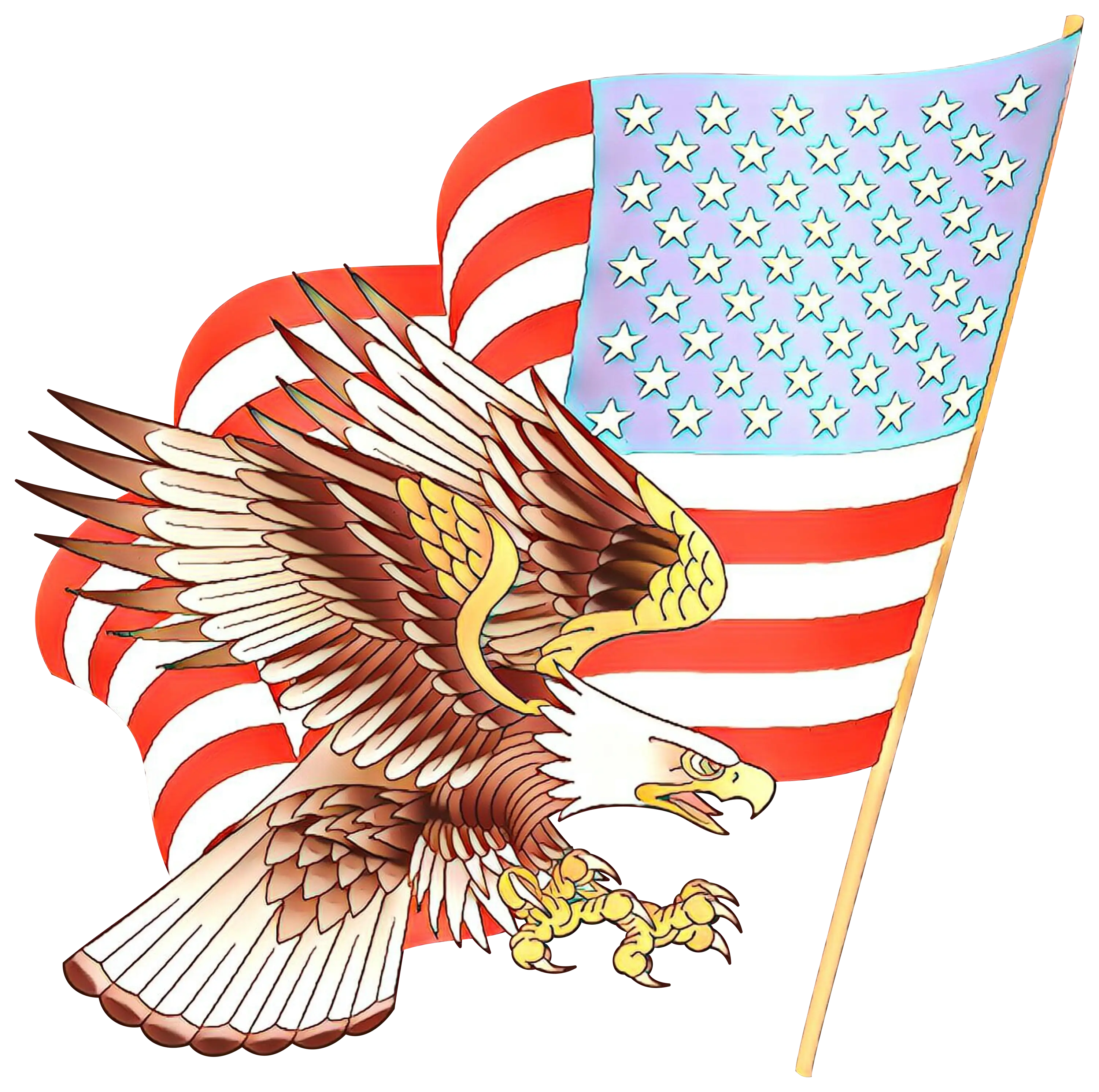 Bald Eagle with the American Flag Illustration