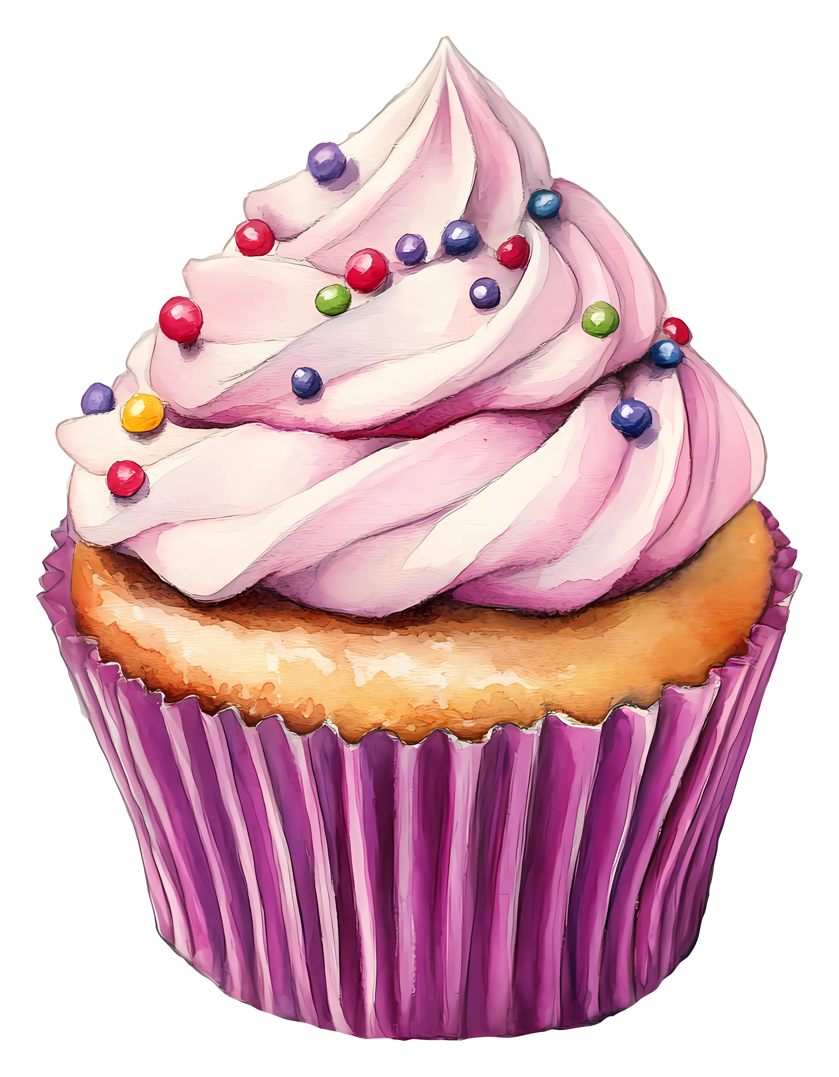 Purple Cupcake with Polka Dot Wrapper