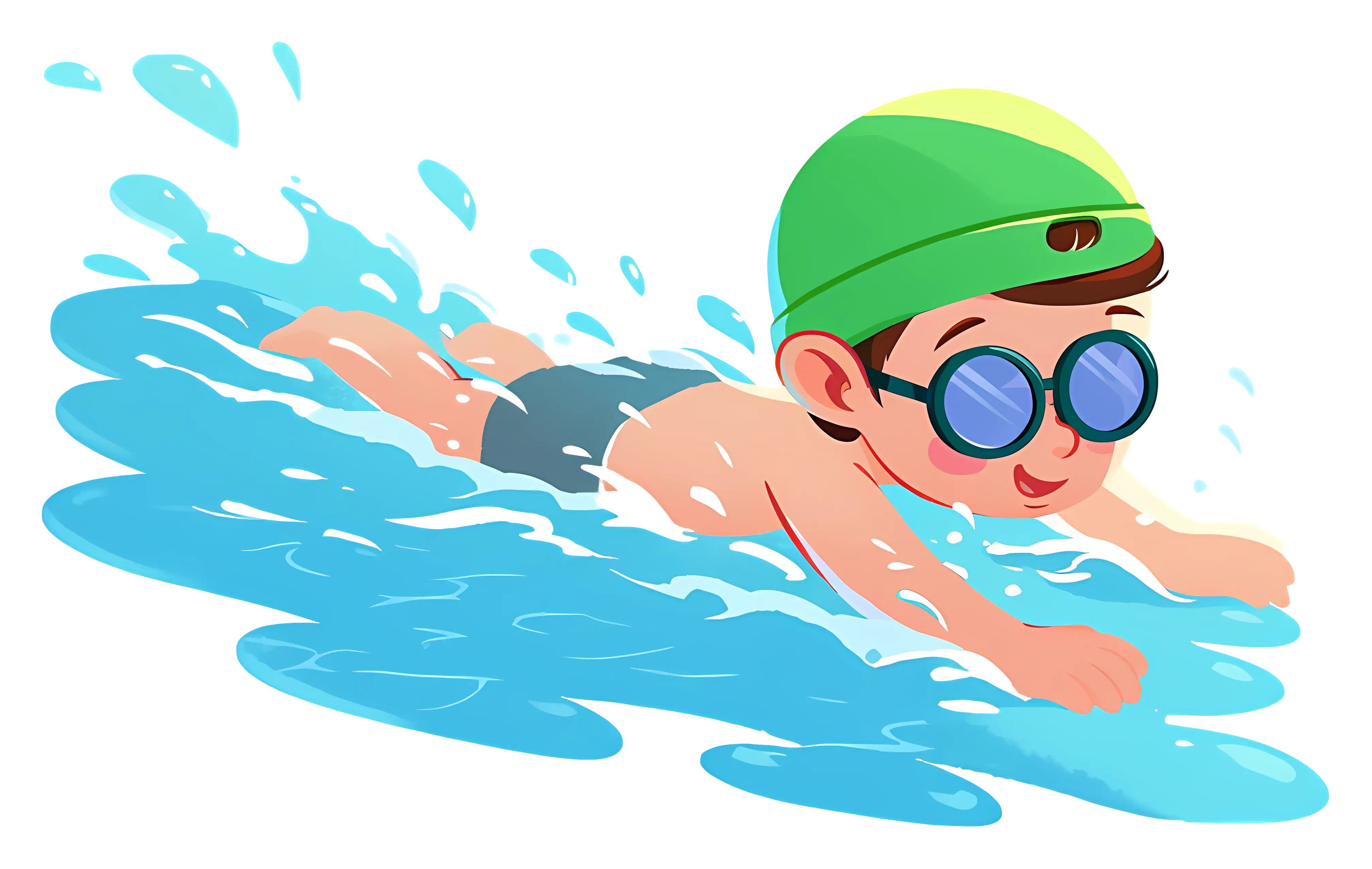 Boy Swimming in the Pool
