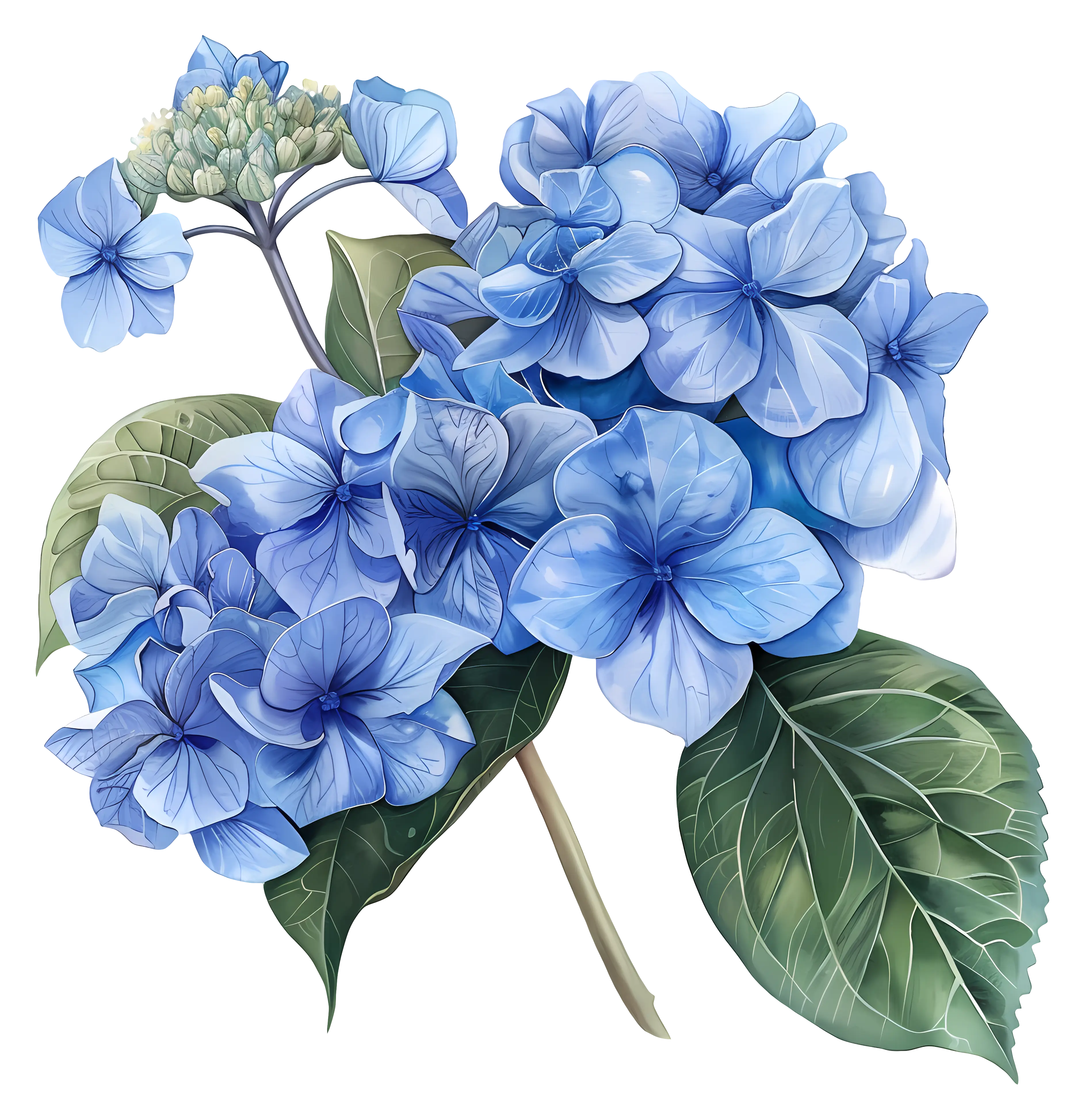 Blue Hydrangea Flowers Illustration