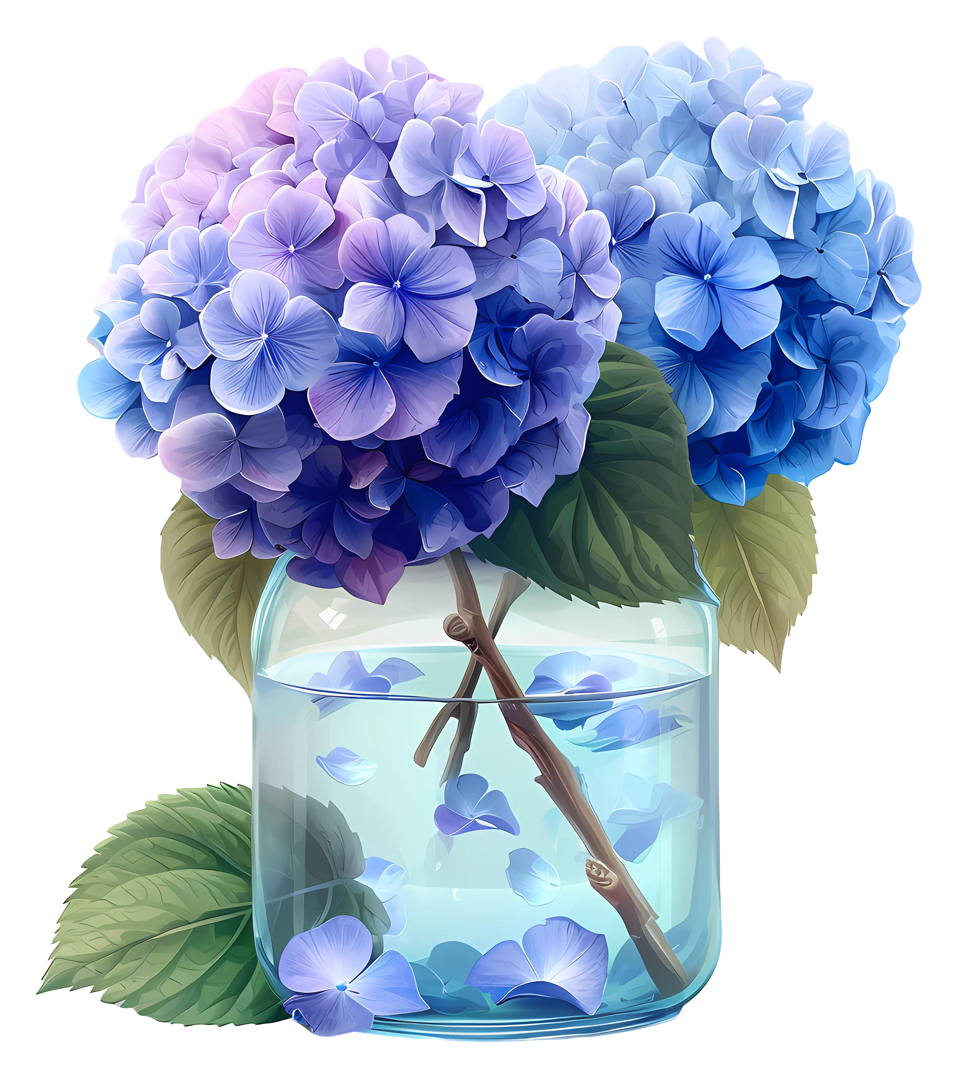 Elegant Hydrangeas in a Glass Jar
