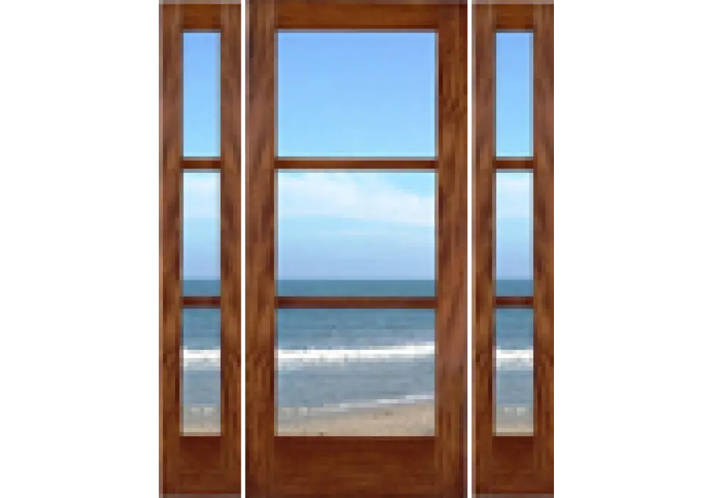 Wooden Window Frame with Beach in Background