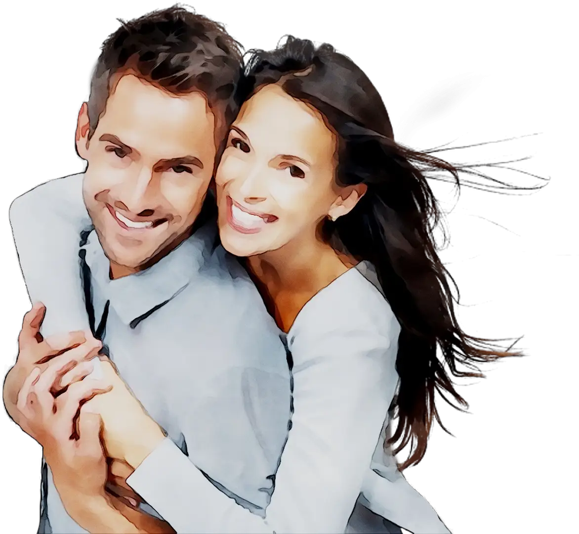 Romantic Couple Hugging Illustration