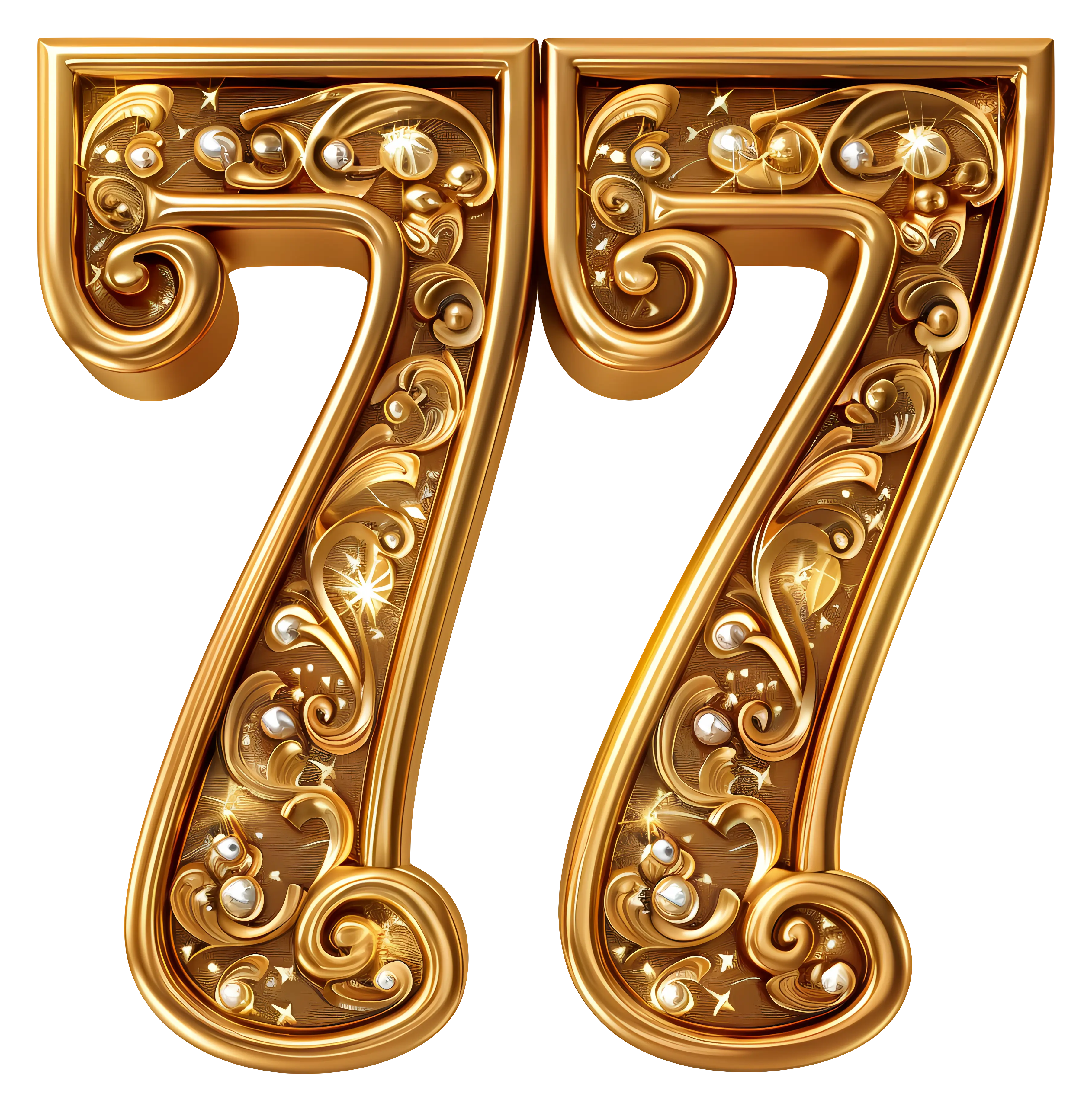 Ornate Golden Number 77