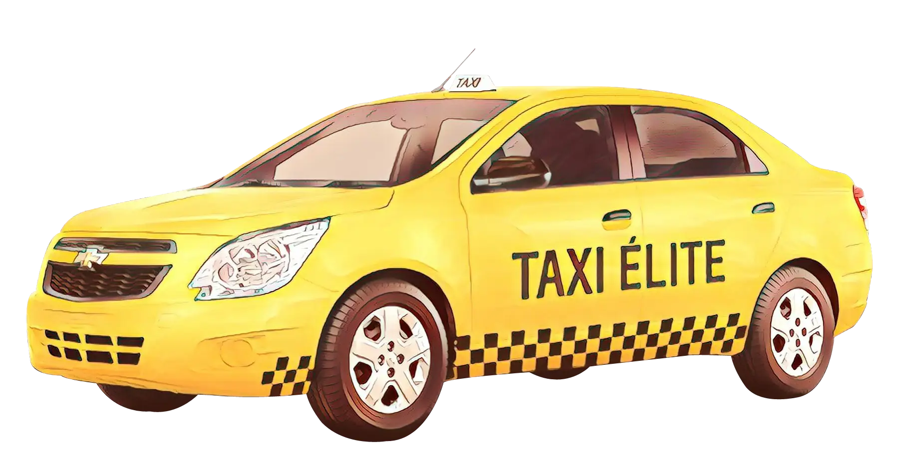 Yellow Taxi Car with Checker Pattern
