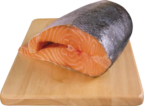 Fresh Salmon on Cutting Board