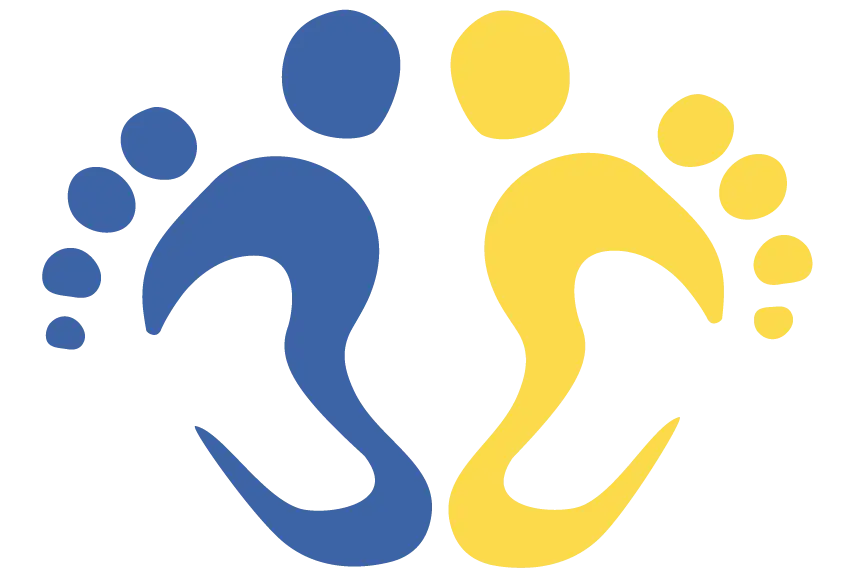 Blue and Yellow Footprints Symbol