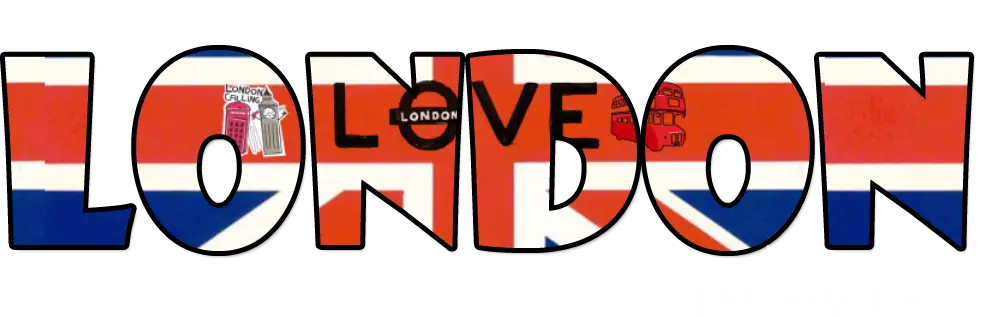 London Text with UK Flag