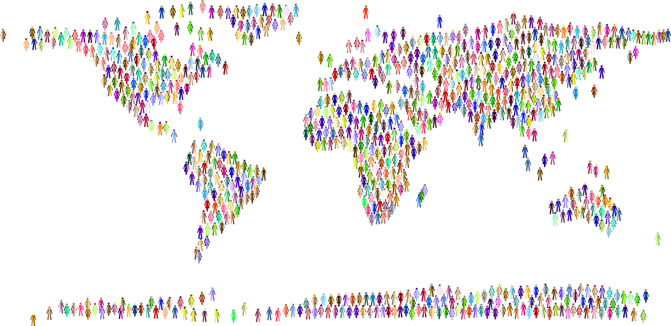 World Map with Colorful People Icons