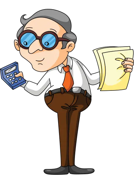 Cartoon Accountant with Calculator
