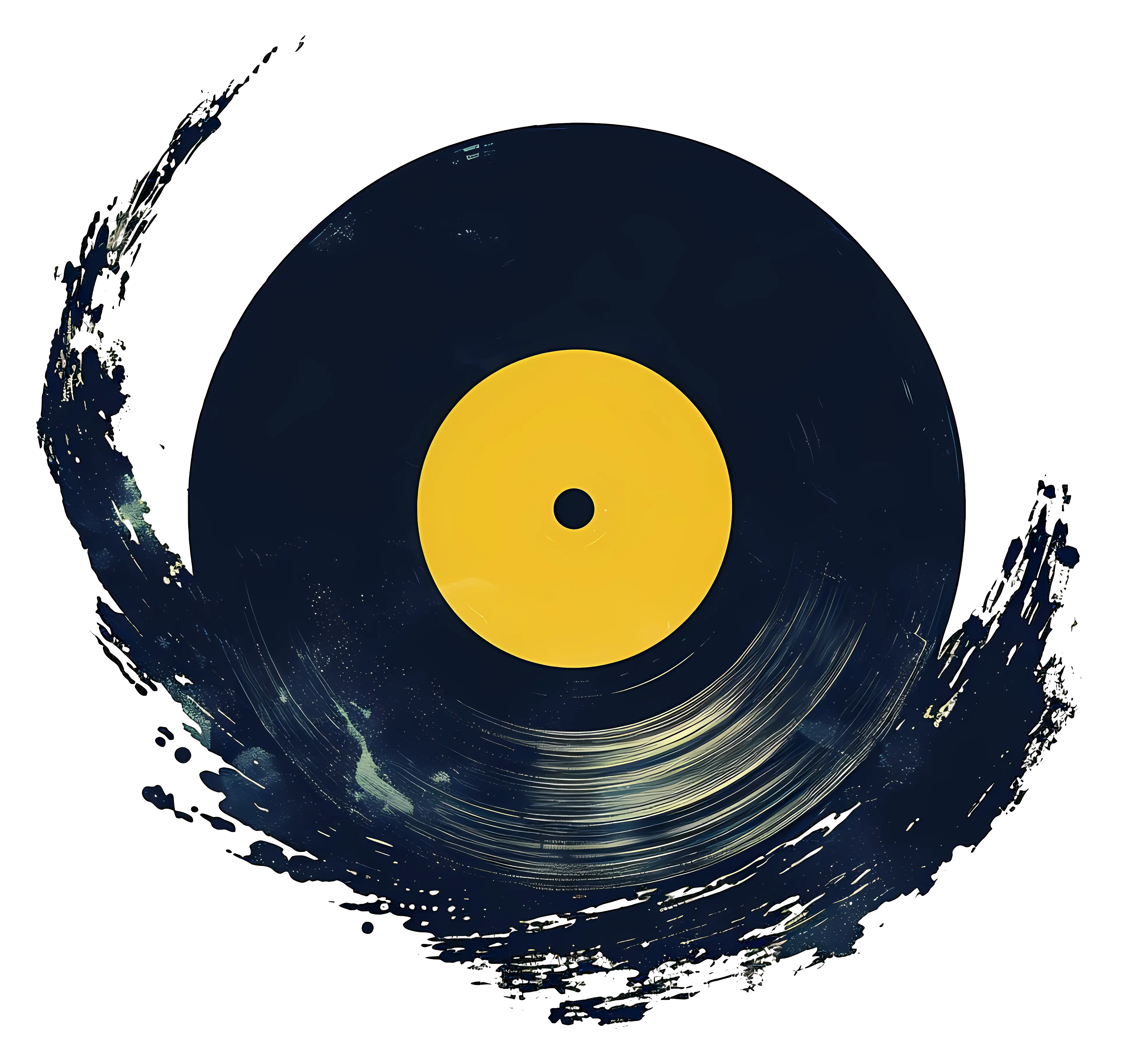 Black Vinyl Record with Yellow Label