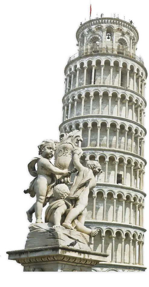 Leaning Tower of Pisa with Statue
