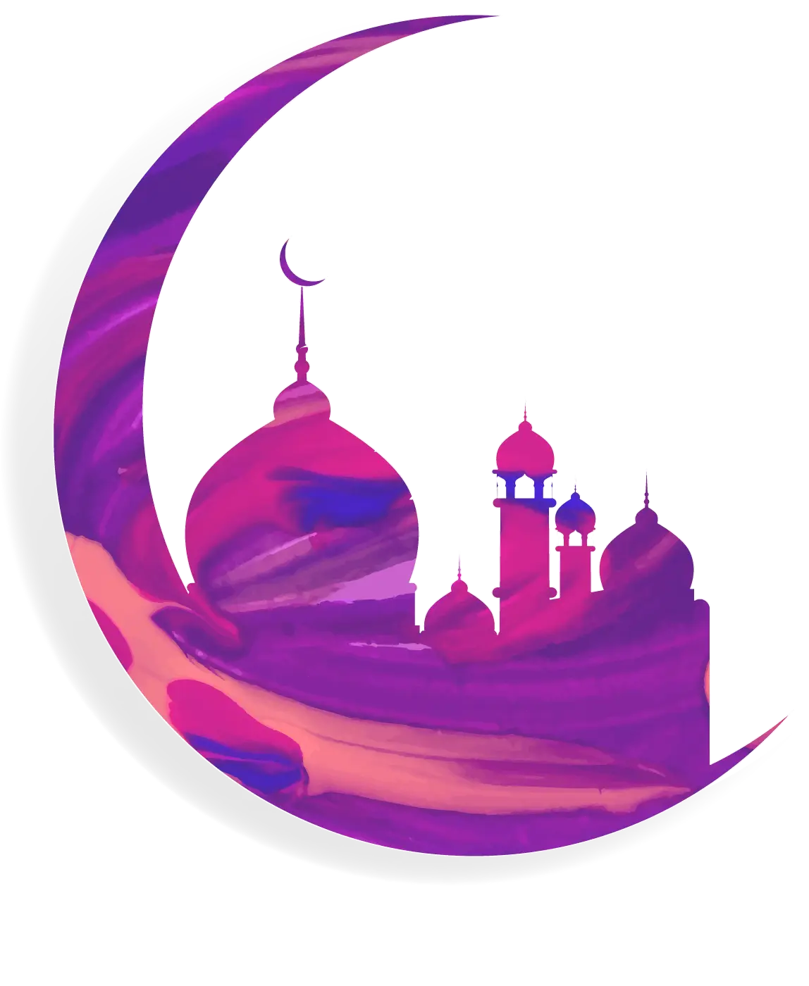 Crescent Moon and Mosque Artwork for Eid