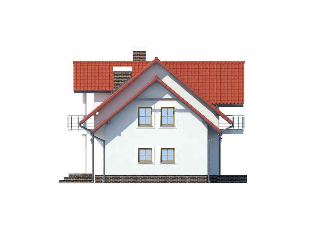 House with Red Roof and White Facade
