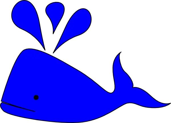 Cute Blue Cartoon Whale Splashing Water