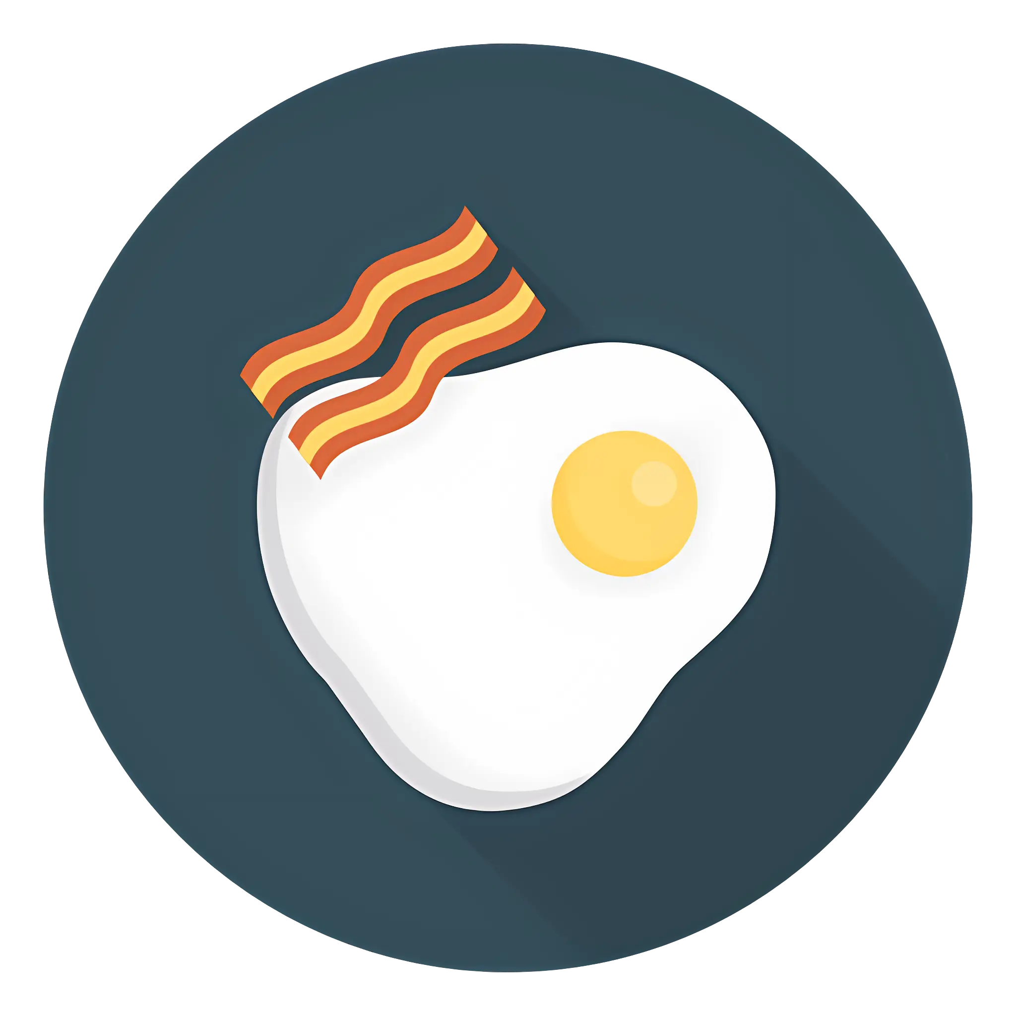 Fried Egg with Bacon Icon for Breakfast Theme