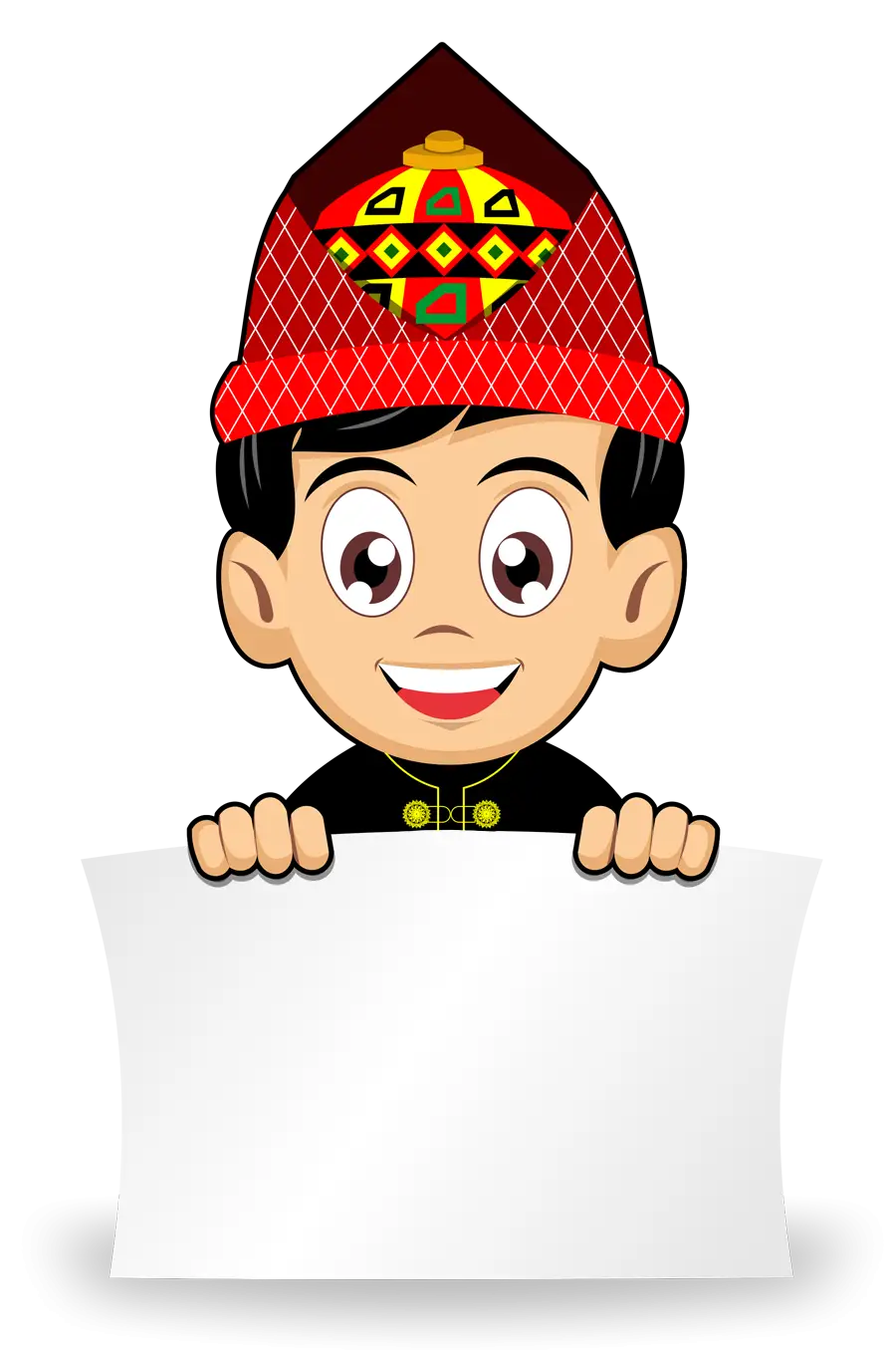 Smiling Cartoon Boy with Hat